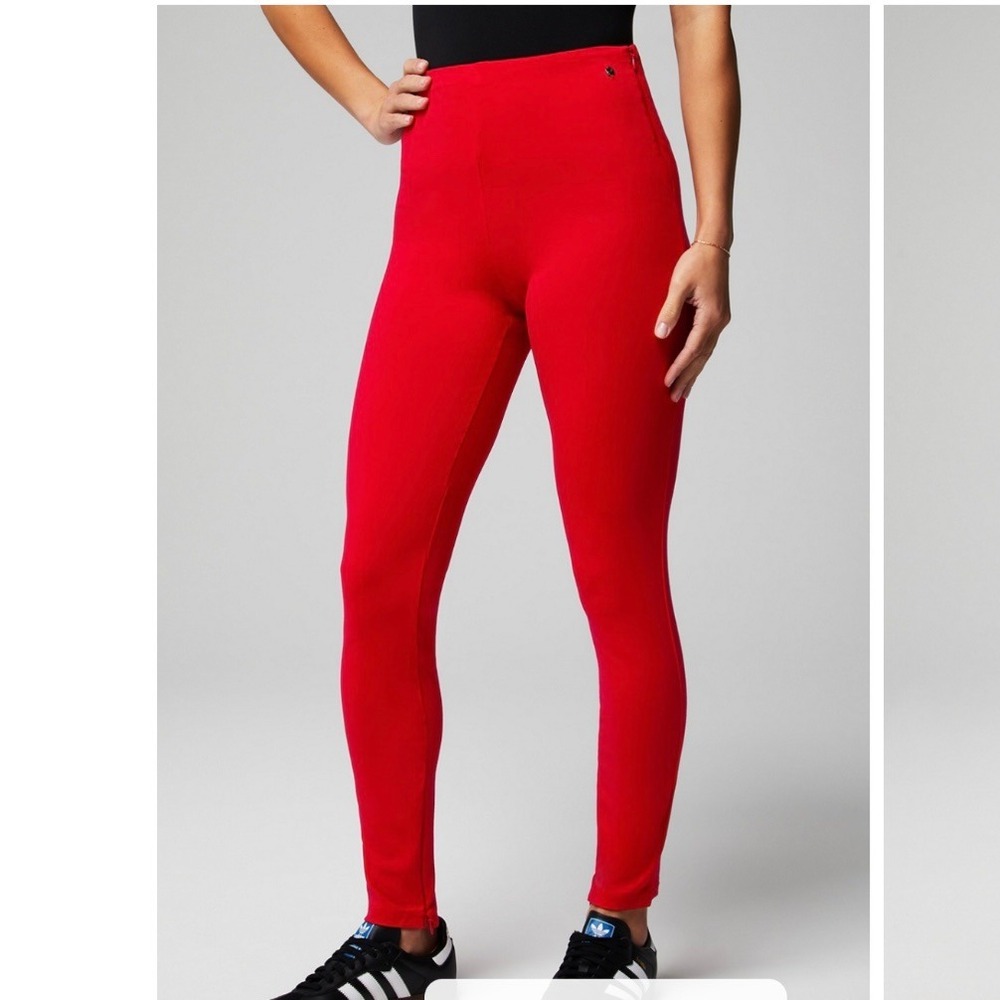 Fabletics NEW XL 24/7 Skinny Pant Red High Waisted Leggings Ankle Zip Pants